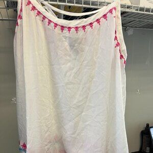 NWT Torrid size 1 tank top with stitched pink and blue design. Adjustable straps